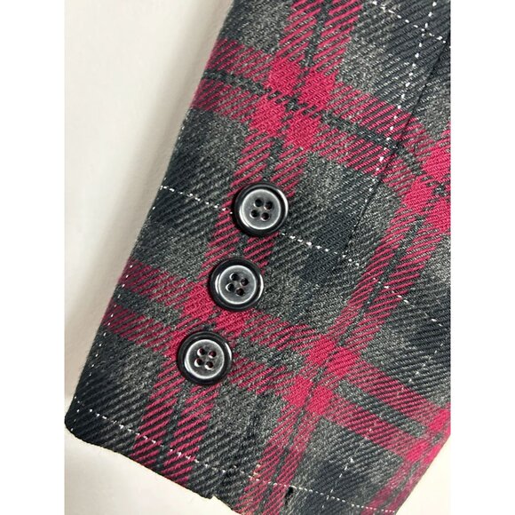 Kasper & Company ASL Vintage Wool Plaid Button Up Blazer Suit Jacket - Sz 8 - Picture 5 of 7